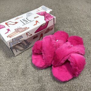 INC International Concepts Yayla Slippers Pink Fur Women’s Size 11 New